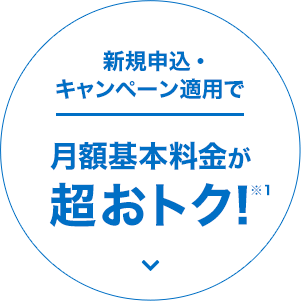 新規申込・キャンペーン適用で月額基本料金が超おトク！※1