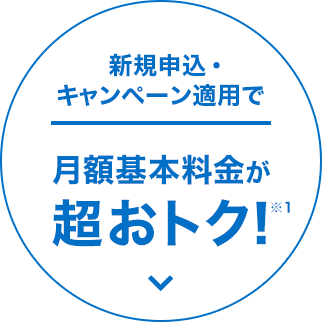 新規申込・キャンペーン適用で月額基本料金が超おトク！※1