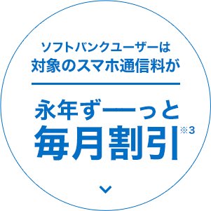 ソフトバンクユーザーは対象のスマホ通信料が永年ずーっと毎月割引※3